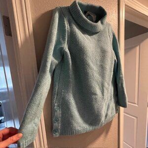 Talbots Mock Neck Knit Sweater w/Side Button Details Sz M